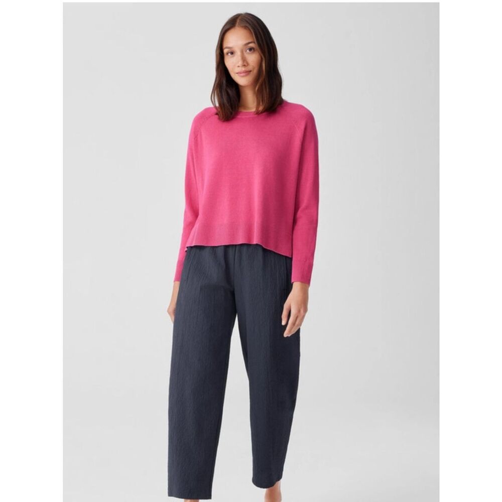 Eileen Fisher Boxy Crewneck Sweater Dusty Pink Organic Linen Cotton size medium